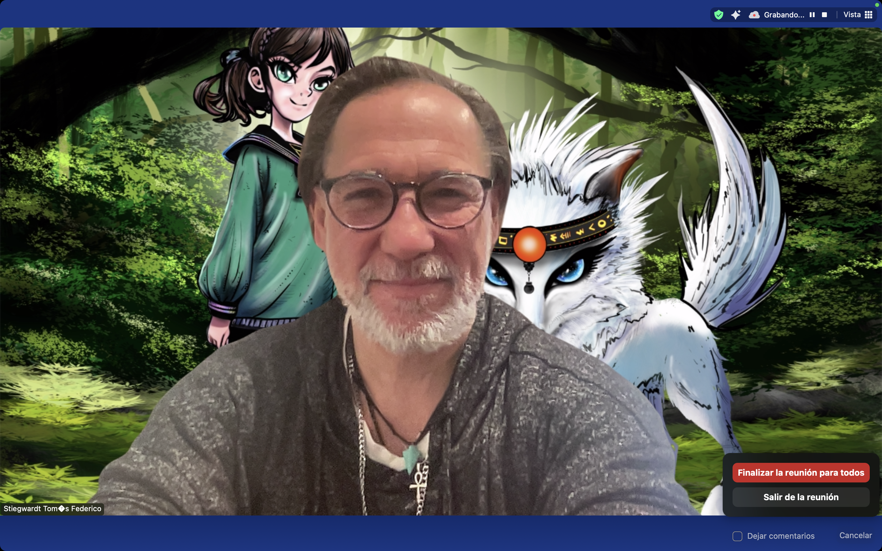 Tomás with his characters